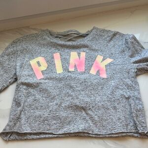 Victoria's Secret Gray Long Sleeve Tee with Pink Accents